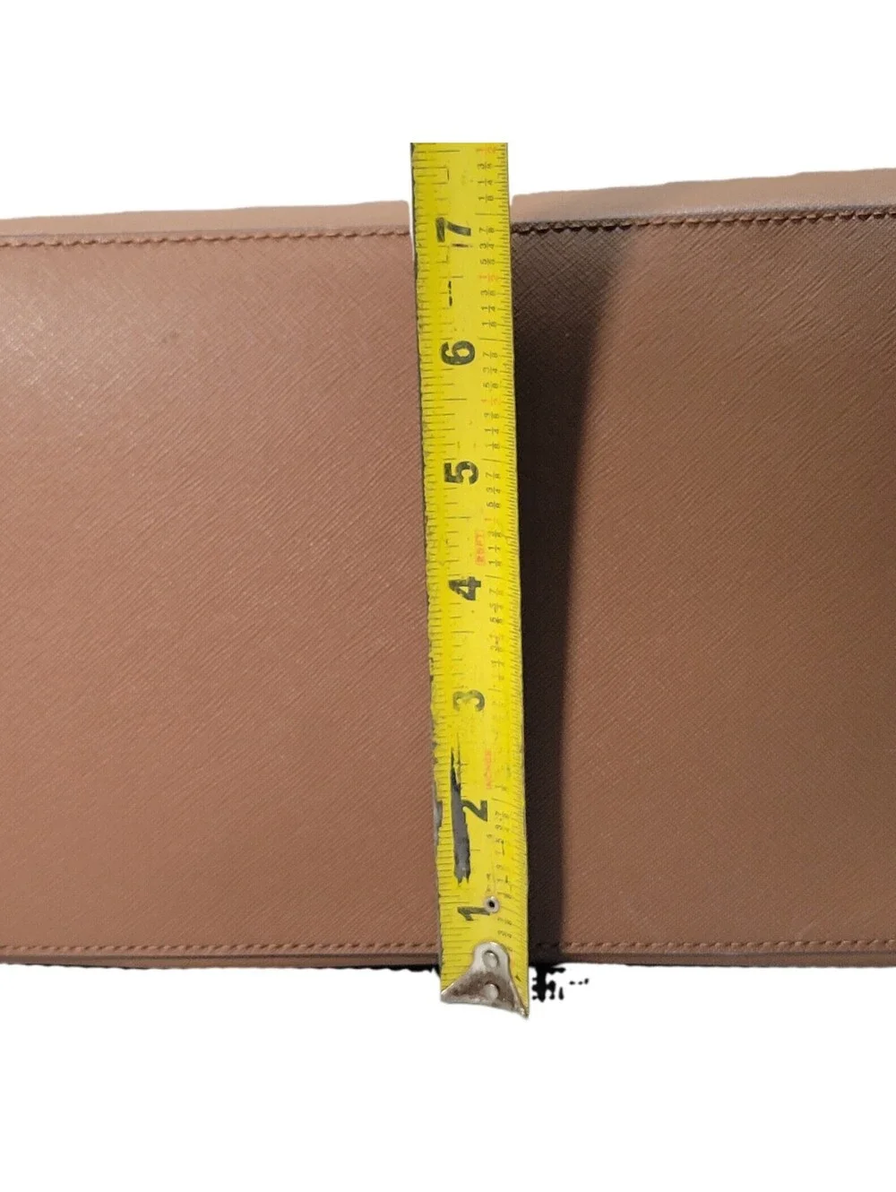 Michael Kors Brown Saffiano Medium Tote Zip Top Gold Hardware Charm Pockets